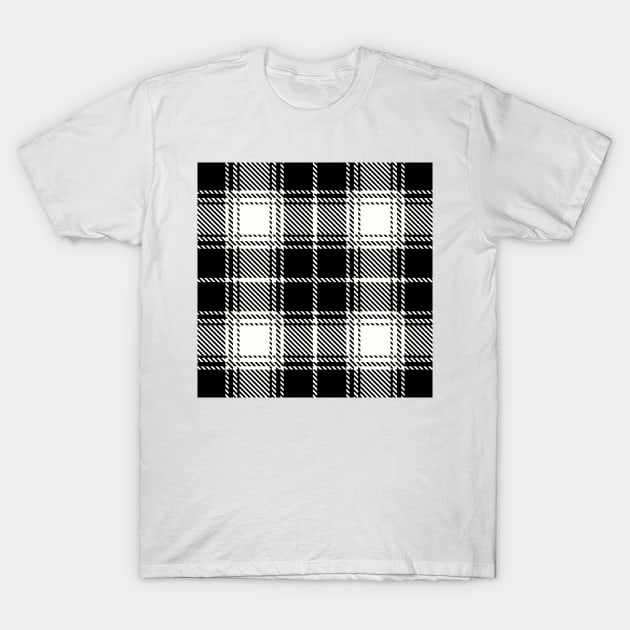 Blacl and White Buffalo Tartan Plaid Pattern T-Shirt by teezeedy